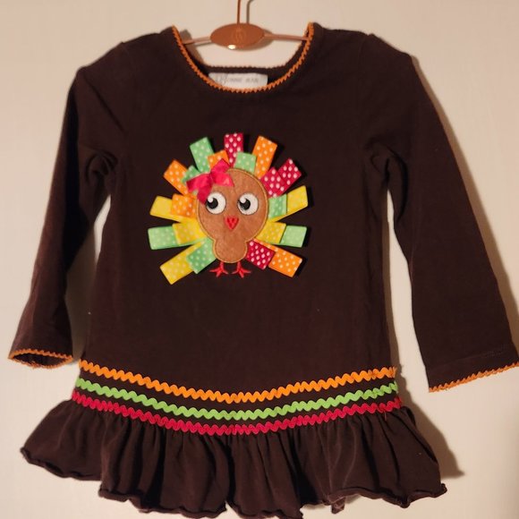 Thanksgiving Outfit by Bonnie Jean, Includes top, pants with turkey applique - Picture 2 of 8